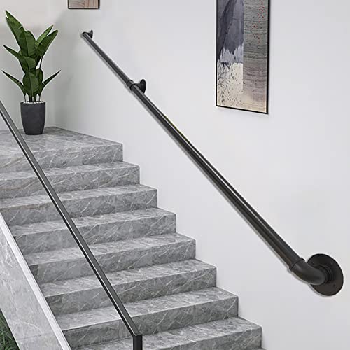 Barre de support moderne pour rampe d'escalier en kit complet noir modulable 4,5m