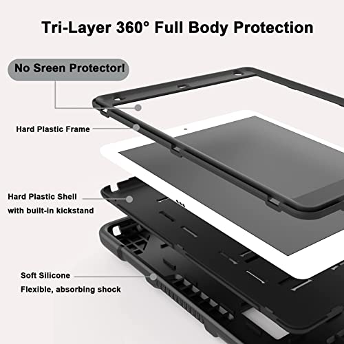 Image of TIMISM Case for iPad 9th /8th /7th Generation 10.2 inch, Black | Slim Hard Heavy Duty, Shockproof Protective, Kickstand, for iPad 2021 /2020 /2019 10.2 inch Released