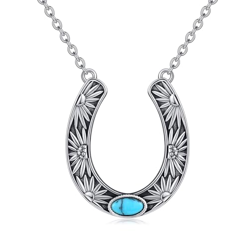 YAFEINI Horseshoe Necklace 925 Sterling Silver Horse Shoe Pendant Jewelry for Women Mom