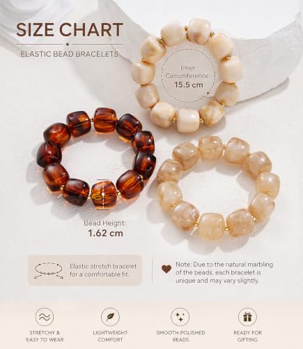Chunky Beaded Bracelets for Women, Resin Statement Stretch Bracelet Stack - image 6