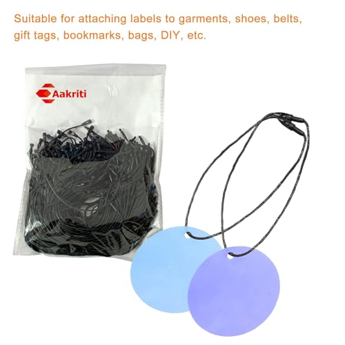 Aakriti Wax Hang Tag String Rope with Snap Lock Pin Loop Fastener Hook Ties for Clothes Gift Bags Price Tags Shoes Tag Rope for Belts Pocket Luggage Label Attachment (Black Wax Tag, 200pcs)