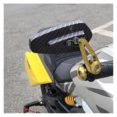 Espejo retrovisor con cristal azul antideslumbrante de aluminio y patrón fibra de carbono 4