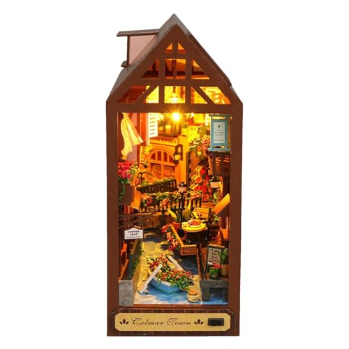 Kit De Rincones De Lectura para Adultos - Puzzle Creativo 3D De Madera | Maqueta De Casa LED para Decoración De Dormitorio Biblioteca Guardería Salón Infantil Halloween Y Navidad para Niños Y Adultos
