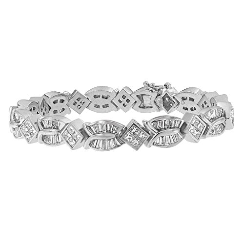 Original Classics 14K White Gold 8 5/8ct. TDW Princess and Baguette Diamond Geo-Twist Bracelet (G-H,VS1-VS2)