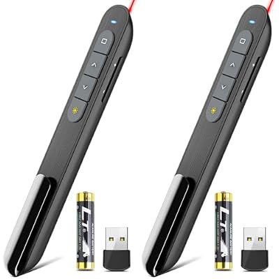 (2 Units) Wireless Presenter Remote Presentation Pointer Clicker with Hyperlink & Volume Control USB PowerPoint Slide Advancer for Mac Laptop PC Computer Keynote