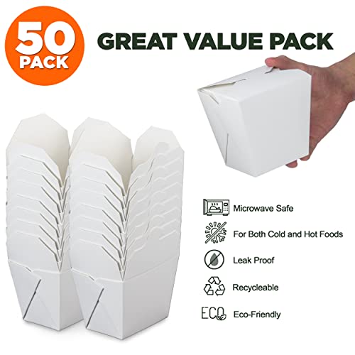 image for Fit Meal Prep 50 Pack 26 oz 4 x 3 Rectangle Paper Chinese Take Out Foo