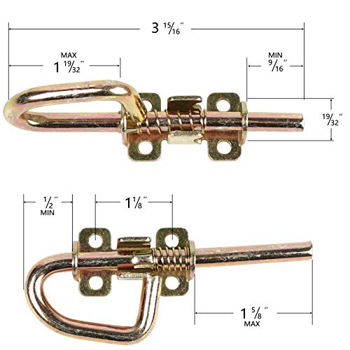Spring Barrel Bolts - Loop Style Door Latch Hardware Lock Barrel Bolt Gate Latches For Shed,Gates,Doors,Garden,Wooden Window,Fence,Playhouse,Chicken Coop,Include Screws|1 Pair #TOP3