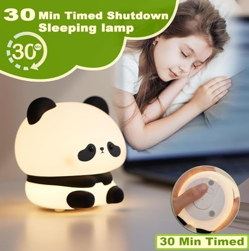 Image of SKYTONE Cute Panda Night Light for Kids,Nursery Silicone Night Light,7-Color Changing LED Lamp,Room Decor, Gifts for Toddler Children Teenage Girls Valentine's Day (Baby Panda)