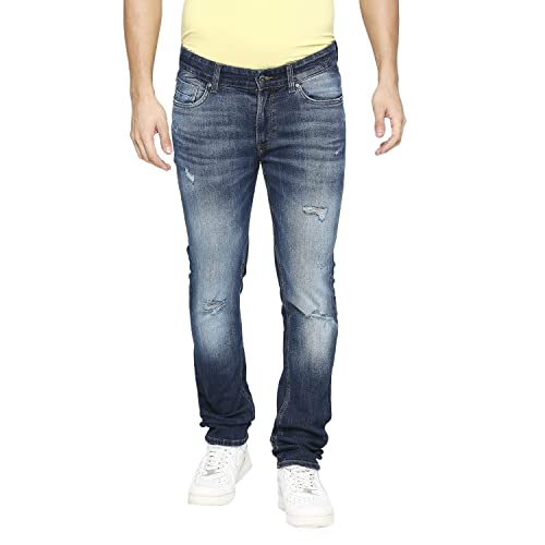 Image of Spykar Men's Kano Slim Fit Mid-Rise Jeans (Ankle Length)