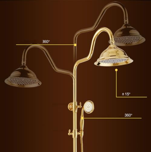 Ensemble de douche rétro or encastrable en laiton pour une salle de bain de luxe - 3
