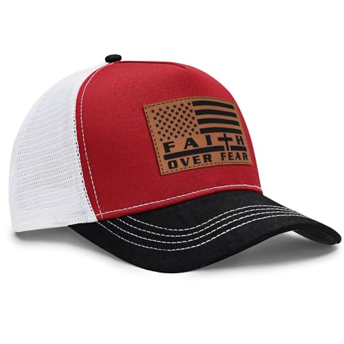 Image of Jesus Hat Christian Gifts for Men American Flag Hats Faith Over Fear Hat Fathers Day Christmas Birthday Gifts for Friend