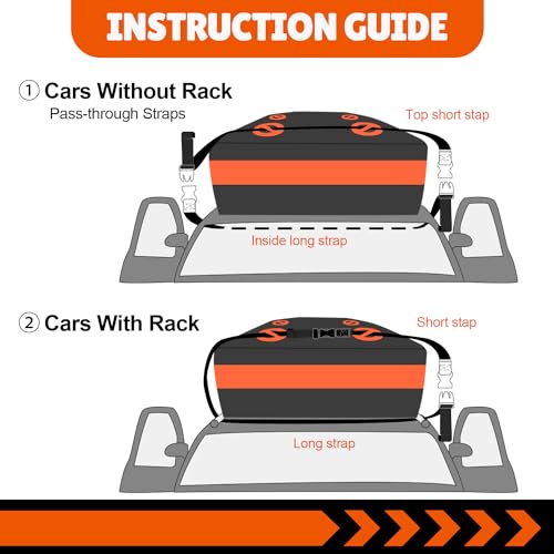Rooftop Cargo Carrier Bag, Waterproof Car Roof Storage with Straps and Anti-Slip Mat, 17 Cubic Feet Roof Cargo Carrier for Top of Vehicle with/Without Rack - Image 6