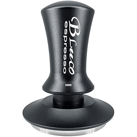 BLUCO Espresso Tamper 51/53/58mm Calibrated Pressure for Coffee Machine Accessories Tool,Anti-Stick Self-Leveling,Refined Handle,Stainless Steel Flat Base (58mm_Black) Cover