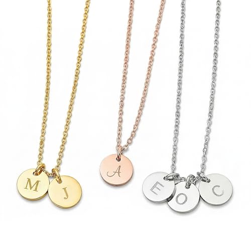 Personalized Initial Necklace for Mom, Women, Wife, Grandma - Custom Family Jewelry, 1 2 3 4 5 Letter Charms for Multiple Kids & Grandkids - Easter, Birthday, Mother’s Day Gift - 18K Gold Rose Silver