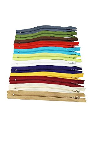 J & St Jst 50 Pcs Mix 9 Inch Nylon Coil Zippers Crafter's Specical Classic Fancy Slider 24 Colors Assorted New #TOP1