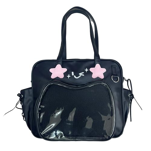 TTCAYU Ita Bag Crossbody Anime Purse PU Leather Pin Trading Bag with Clear Cat Display Window