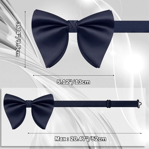 Image of Mens Bow Tie Pre Tied Oversized Bow Ties for Men Satin Bowties for Tuxedo Wedding Party Banquet