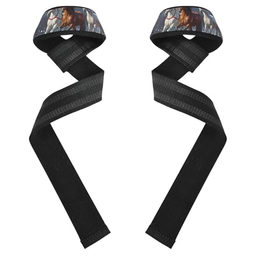 STAYTOP Running Horse Wrist Straps for Weightlifting,Lifting Straps with Neoprene Cushioned Wrist Padded and Anti-Skid Silicone for Strength Training,Bodybuilding,Deadlifting