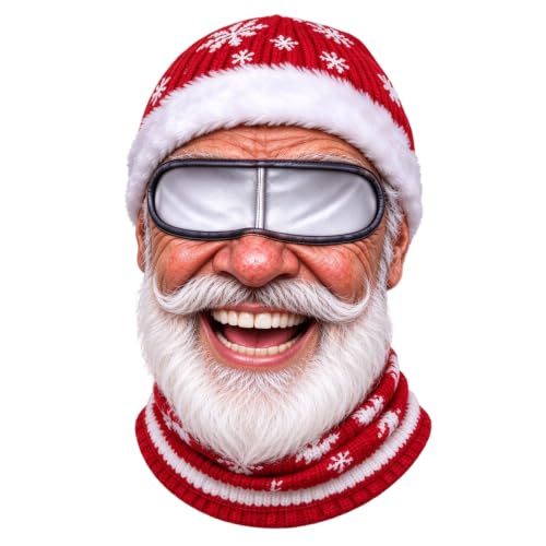 Christmas Ski Mask for Men Women Funny Santa Face Balaclava Winter | Realistic Old Man Face, Full Neck Coverage, Eye Opening, Skiing, Snowboarding, Holiday Cosplay Parties, Funny Xmas Gifts - image 1