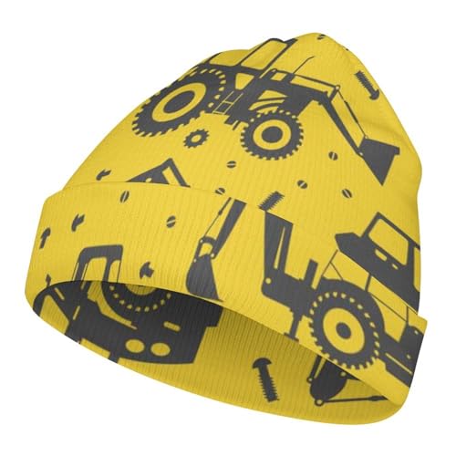 Excavators Construction Trucks Kids Beanie Hat for for Girls Boys Children Cap Winter Knitted Chemo Cancer Headwear Accessories Gifts Decoration Black