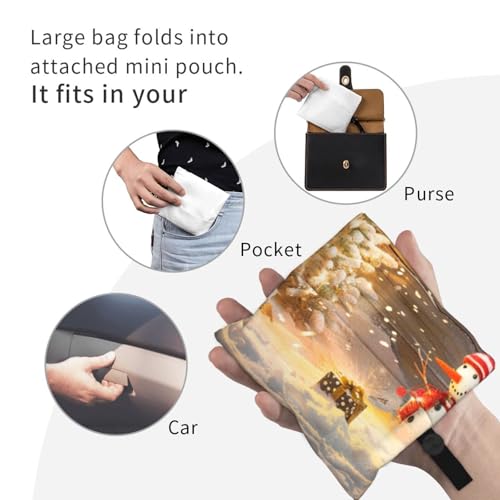 Sac à provisions pliable et réutilisable imprimé Noël pour cadeaux - 4