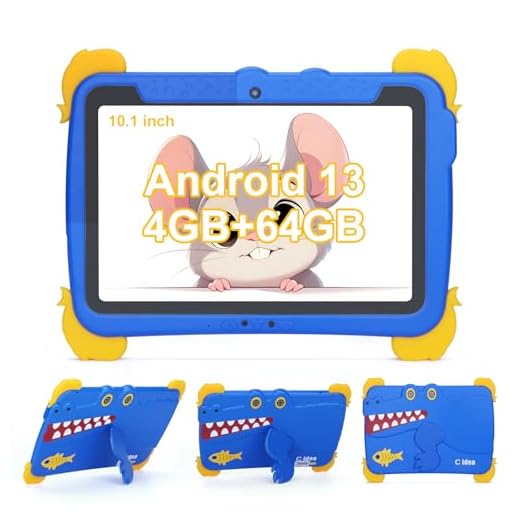 C idea 10,1 Zoll für Kinder Tablet, 4 GB RAM + 64 GB ROM, FHD-Display 1280 x 800, Akku 6000 mAh, Kindersicherung, WLAN, Bluetooth, Android-Tablet für Kinder von 3 bis 12 Jahren (blau)