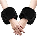 XIABYAYU Fell Pelz Armstulpen, 1 Paar Pulswärmer Damen, Pulswärmer, Fell Stulpen, Handgelenk Wärmer, Fellstulpen Geeignet Für Die Kombination Mit Jeder Damenbekleidung Im Winter, Schwarz
