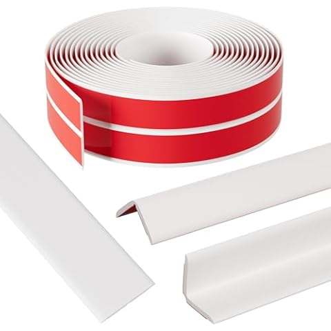 Greymond Wall Corner Protector & Edge Guard，Wall Corner Trim Inside & Outside Molding Caulk Strip, Peel and Stick Wall Moulding Edge, Ceiling, Countertop 2.36”W x36’L White Cover