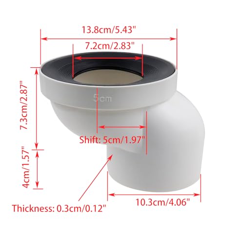 Savagrow Full Flush Offset Toilet Flange Shift 5cm, Toilet Flange Offset Hose Connector Toilet Change Place Extension for Drain Pipe Connection by Savagrow - Image 2