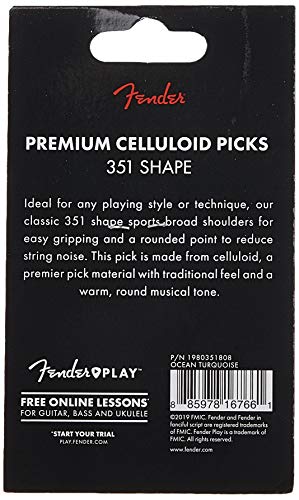 Image of Fender Premium Celluloid Guitar Picks 351 Shape, Ocean Turquoise, Medium Thickness, 36 Pack