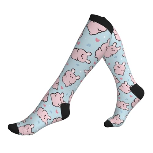 JDNFDR Calcetines deportivos, diseño de conejo rosa de dibujos animados, calcetines transpirables, calcetines atléticos casuales para mujer, yoga al aire libre