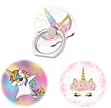 Zopicch (3 Pack) Mobile Phone Ring Holder Finger Grip,Pink Rose Gold Flower Unicorn Cell Phone Stand