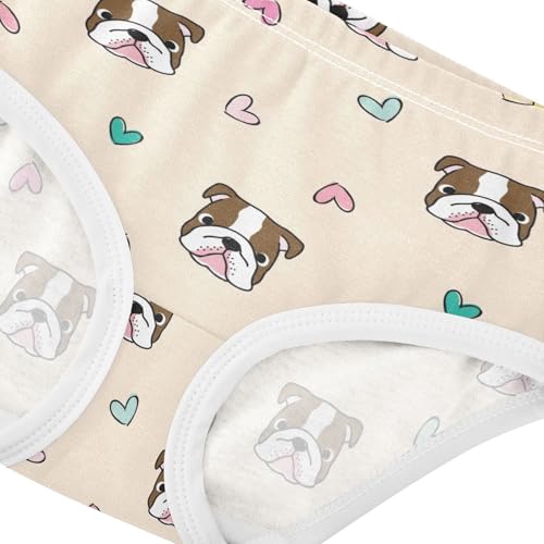 Wusikd Bulldog Heart Girls' Underwear Cotton Beige Girls Briefs Soft Toddler Underwear 2T4