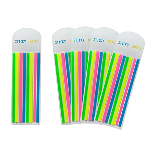 WIICOYK 極細ふせん 半透明 フィルムふせん 付箋 見出し インデックス ノート 単語帳にマークする カラフル 蛍光色 または マカロン色 幅5mmx140mm (蛍光*5)