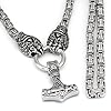 Men Thor's Hammer Viking Necklace, Silver Stainless Steel Nordic Mythology Mjolnir Amulet Pendant Jewelry, Multiple Style Animal Head Square King Chain,Claw Head,70 cm #5