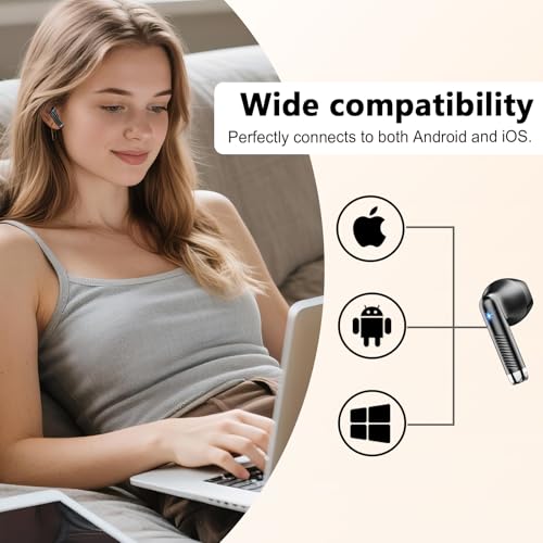 Image of Bluetooth 5.4 Headphones, In-Ear Headphones, Wireless Bluetooth 2025 Wireless Headphones with 4 ENC Mic, Noise Cancelling Ear Buds 56 Hours Deep Bass, USB-C, IP7 Waterproof Sports Earphones, LED