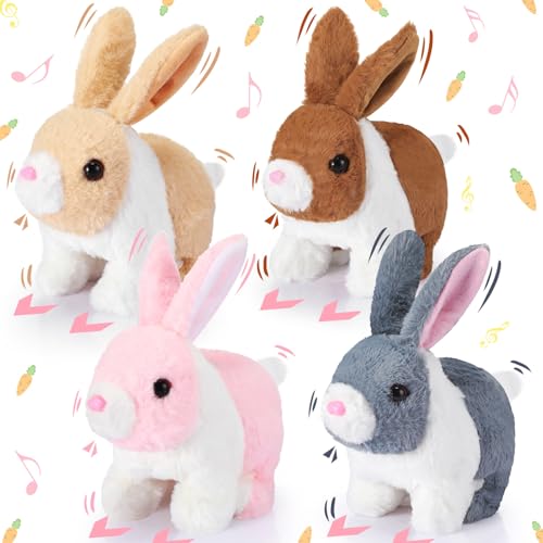 Halloscume 4 Pcs Easter Interactive Bunny Toys for Kids...