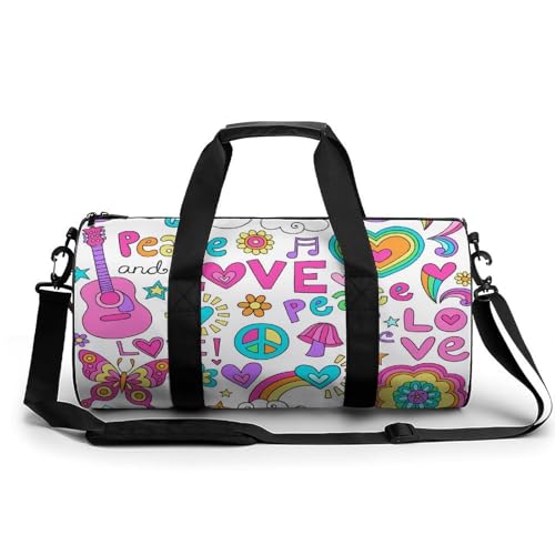 Sac de sport guitare rose amour pour gym et grand sac de voyage week-end de camping