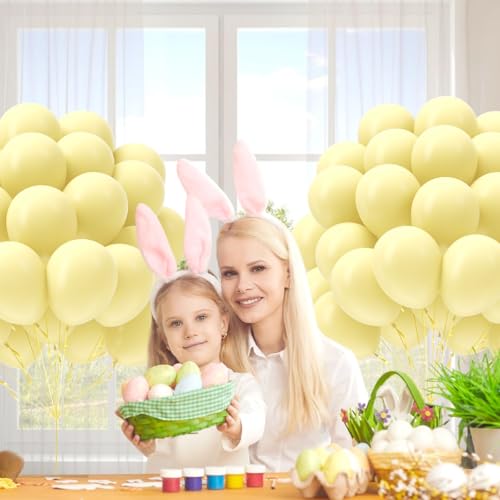 Image of Pastel Yellow balloons 12 inch, Light Yellow Latex 50pcs Party Balloons | Gender Reveal, Baby Shower, Birthday Party Decorations