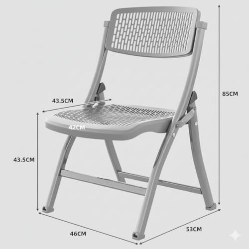 Image of MRC Lazer Folding Chair with Breatheable Nylon Seat for Space-Saving Design for Home, Office, and Dorm Rooms Kitchen,Work,Sturdy,Garden,Balcony,Restaurant Chair - Grey