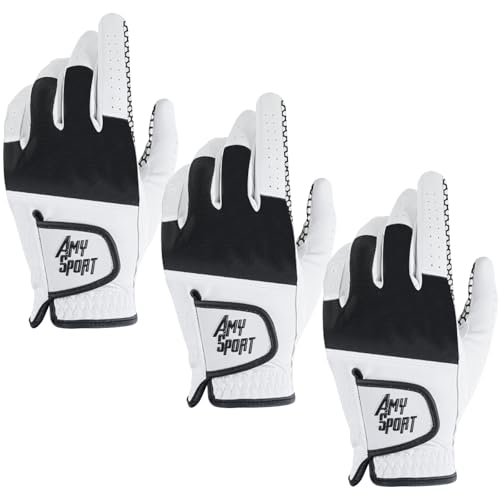 ゴルフグローブ メンズ 3枚セット マイクロファイバーレザー シリコングリップ 驚愕のグリップ力を発揮 ソフト 伸縮 通気 耐摩耗性 滑り止め 雨 汗に強い 全天候モデル NFH12 (ホワイト, 23(左手用))