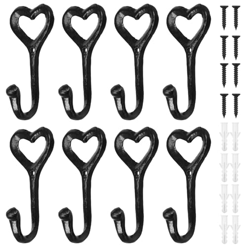 8 ganchos vintage para ropa, ganchos rústicos, ganchos de hierro fundido, ganchos de pared de hierro fundido, colgadores decorativos para toallas, multifuncionales, vintage, para cocina, baño
