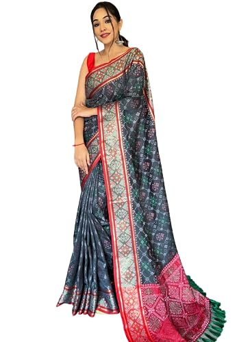 Image of SGF11 Women's Kanjivaram Patola Silk Saree Silk Saree Pure Golden Zari With Blouse Piece