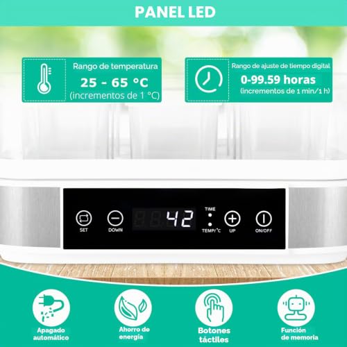 Miniatura 4 de Yogurtera, Yogurtera Eléctrica, Maquina Para Hacer Yogur Casero, Yogurtera Para Yogur, Queso Fresco Y Queso Crema, Con 9 Tarros De 170 Ml Con Tapa, Con Temporizador, Termostato Ajustable, 40 W