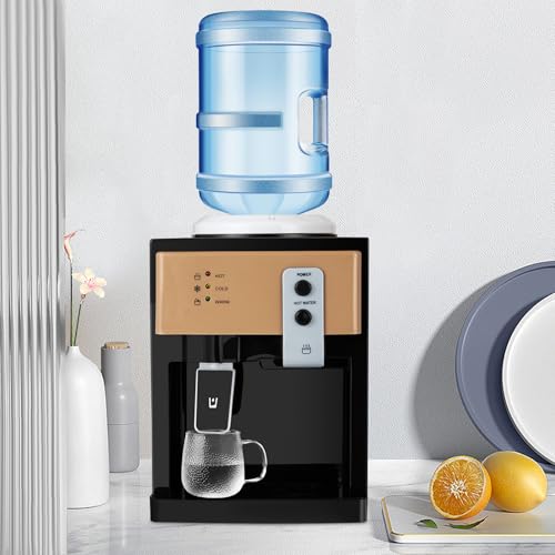 Water Dispenser Countertop Hot and Cold Water Dispenser Desktop Mini Small Water Cooler Dispenser Automatic Drinking Water Bottle Dispenser for Home Office Coffee Tea Bar Dorm Room