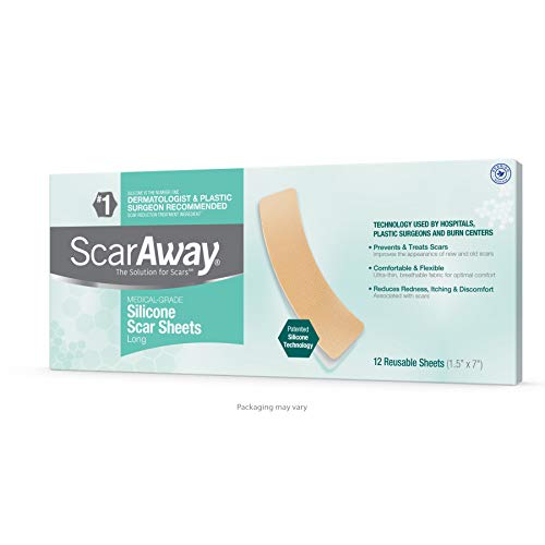 ScarAway Advanced Skincare Long Silicone Scar Sheets for Hypertrophic Scars and Keloids Caused by Surgery, Injury, Burns, C-Section and More, 1.5