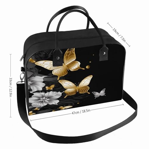 Maletín negro con mariposas doradas para laptop ligero miniatura 2