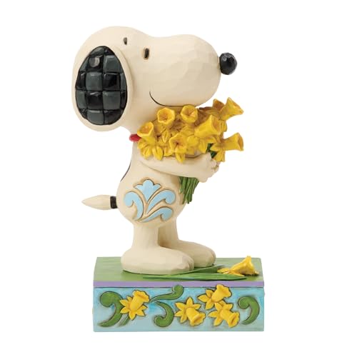 Enesco Peanuts by Jim Shore Snoopy Holding Daffodil Flowers Figurine 5.12 Inch Multicolor