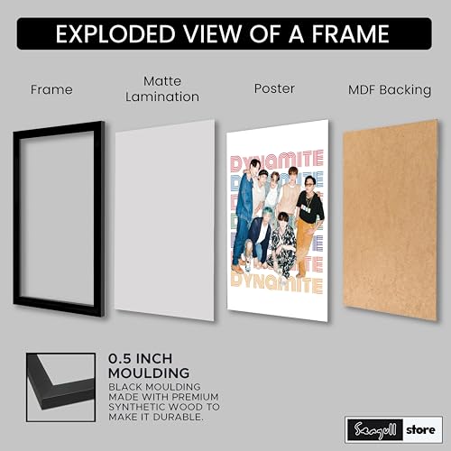 Image of Seagull Store BTS Dynamite Disco Pop Framed Poster | 8x12 Inch | 300 GSM Art Paper | Matte Laminated | Black Frame | Ready to Hang Wall Decor for Bedroom & Office