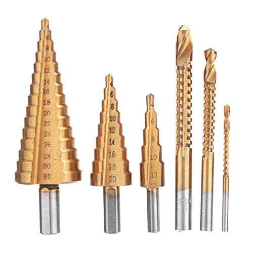 HYY-YY Drill 6pcs Cone Reduced Shank Drill Bit Set Step Drill Bits with Saw Drills Set Drill Accessories